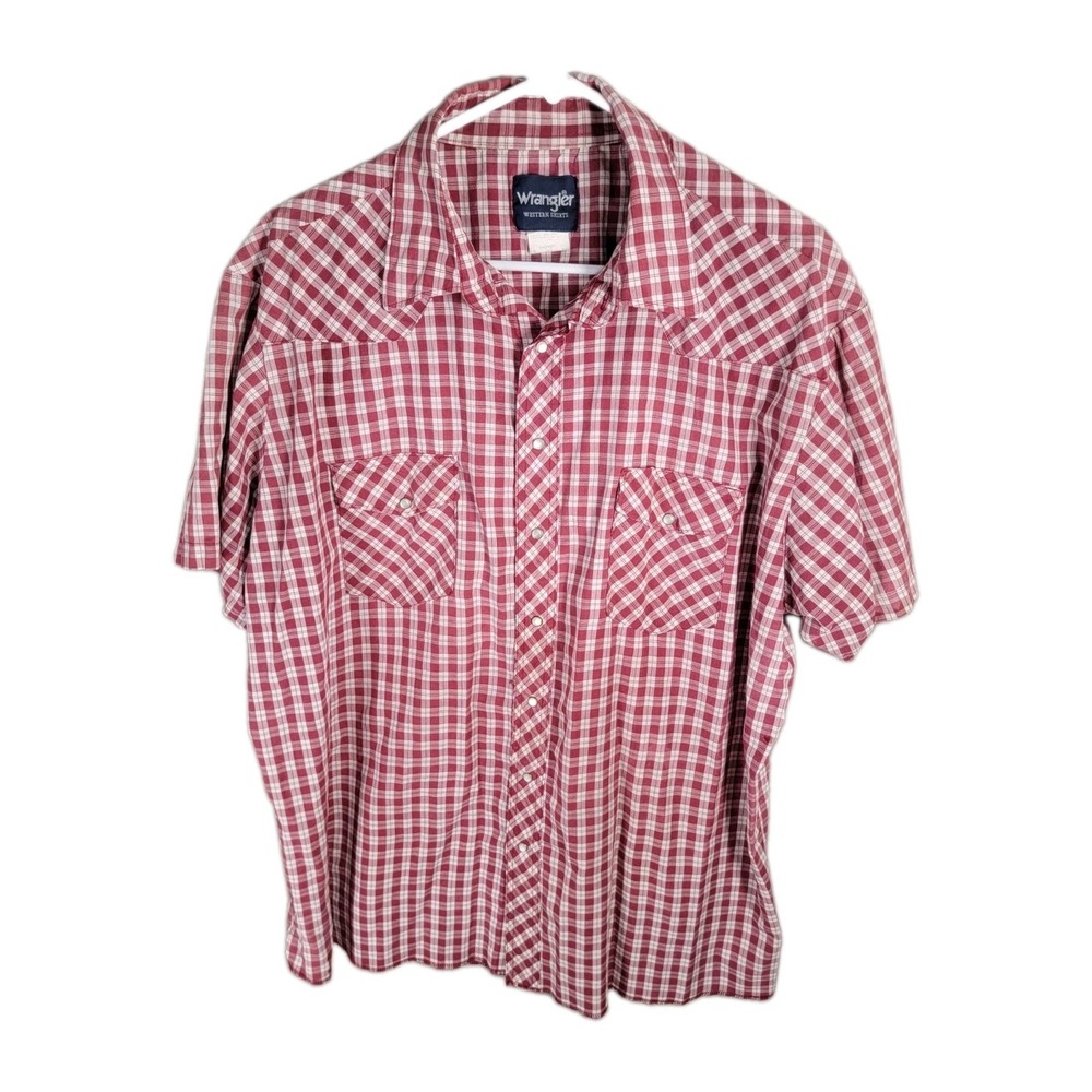 Wrangler Mens 2XLT Western Pearl Snap Shirt Plaid Cowboy Workwear Rodeo Y2K Tal
